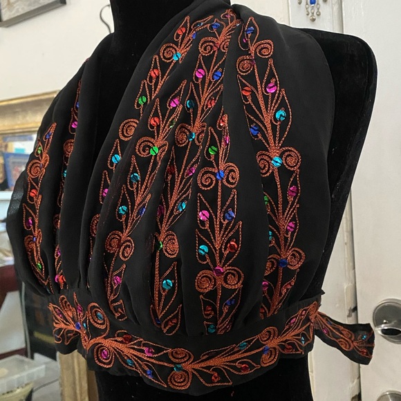 Boho gypsy black Belly Dance sequin halter top - Picture 8 of 8